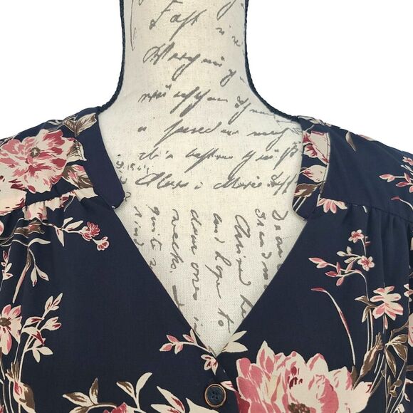 41 Hawthorn Roll Tab Sleeves Floral Print Shift Dress Large - Picture 4 of 11
